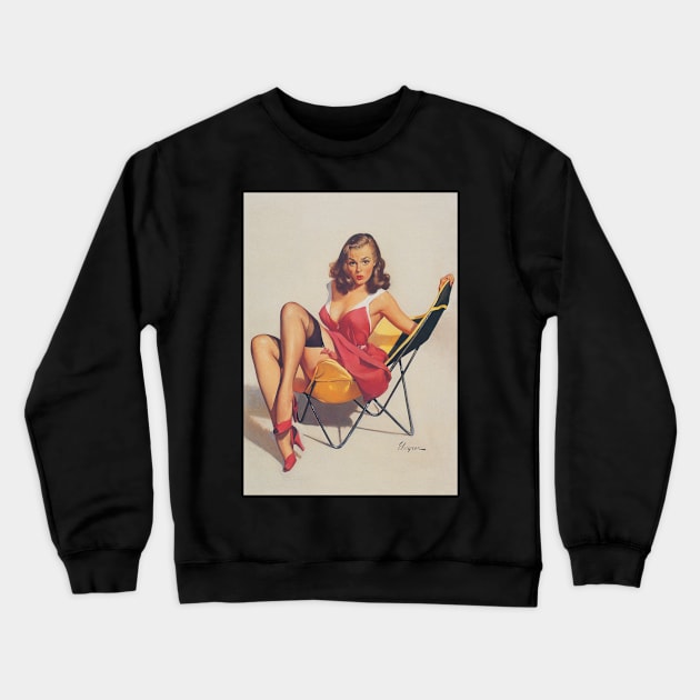 ELVGREN-SEXY GIRL IN CHAIR Crewneck Sweatshirt by AtomicMadhouse